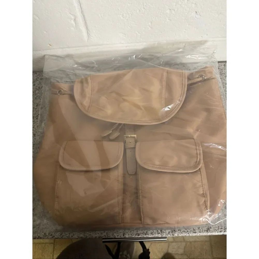 Year Of Ours NWT Beige Nylon Backpack Minimalist Utility Bag Neutral Aesthetic E